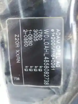 Veículo de Sucata opel astra h (a04) 1.6 (l48) do ano 2005 alimentado z16xep