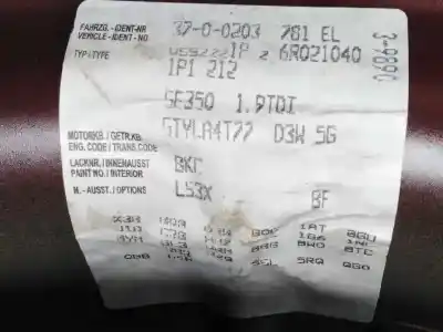 Veicolo di demolizione seat leon (1p1) 1.9 tdi dell'anno 2005 alimentato bkc