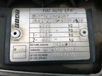 Veicolo di demolizione fiat stilo (192) 1.9 jtd cat dell'anno 2002 alimentato 192a1000