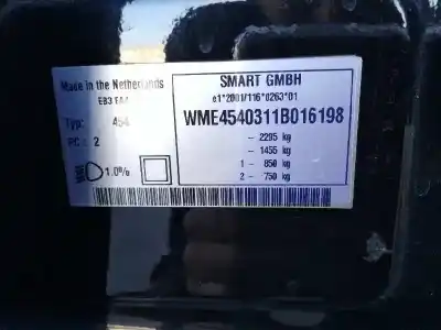 Veículo de Sucata smart forfour básico (70kw) do ano 2004 alimentado 135930