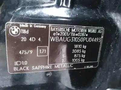 Veículo de Sucata bmw serie 1 berlina (e81/e87) 2.0 16v diesel cat do ano 2004 alimentado 204d4