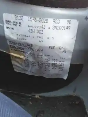 Veículo de Sucata audi allroad quattro (4b5) 2.5 tdi (132kw) do ano 2003 alimentado ake