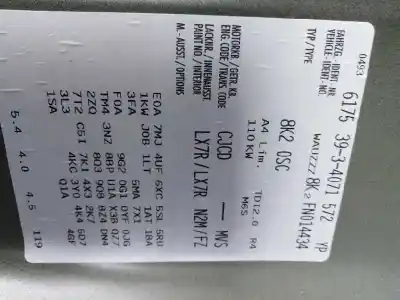 Veículo de Sucata audi a4 berlina (b8) 2.0 16v tdi do ano 2015 alimentado cjcd