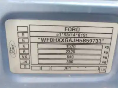 Sloopvoertuig ford fiesta (cbk) 1.4 tdci cat van het jaar 2005 aangedreven f6ja