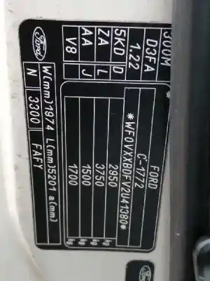 Veículo de Sucata ford transit caja cerrada, corta (fy) 2.0 td cat do ano 2002 alimentado d3fa