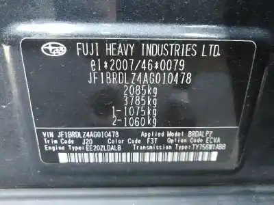 Scrapping Vehicle subaru legacy v (bm) 2.0 d awd (bmd) of the year 2010 powered ee20z
