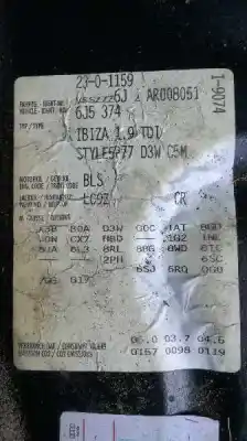 Veículo de Sucata seat ibiza (6j5) 1.9 tdi do ano 2009 alimentado bls