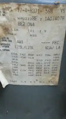 Veículo de Sucata audi a4 b6 (8e2) 2.0 do ano 2001 alimentado awx