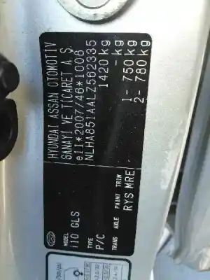 Scrapping Vehicle hyundai i10 ii (ba, ia) 1.0 of the year 2019 powered g3la