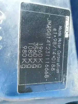 Scrapping Vehicle mazda 6 hatchback (gg) 2.0 di (gg14) of the year 2002 powered rf