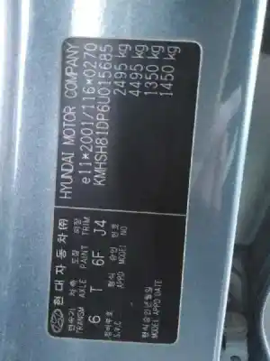 Veículo de Sucata hyundai santa fe (bm) 2.7 v6 style 4x4 do ano 2006 alimentado g6ea