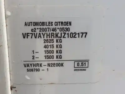 Утилизация автомобиля citroen jumpy iii autobús (v_) 1.5 bluehdi 100 года 2018 питание yh01