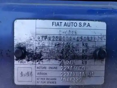 Scrapping Vehicle fiat i doblò (119) 223a6000 of the year 2001 powered 