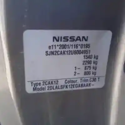 Scrapping Vehicle nissan micra c+c (ck12e) cr14de of the year 2005 powered 