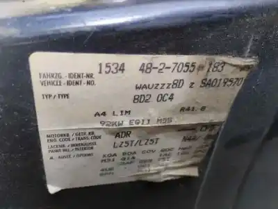 Утилизация автомобиля audi a4 b5 (8d2) 1.8 года 1994 питание adr