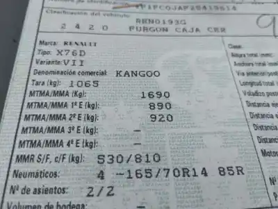 Здавання транспортного засобу renault kangoo i (f/kc0) f8q632 року 2001 потужний f8q632