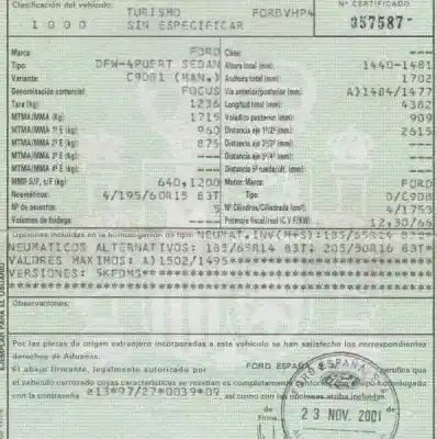 Veículo de Sucata ford focus berlina (cak) 1.8 tddi turbodiesel cat do ano 2001 alimentado c9db