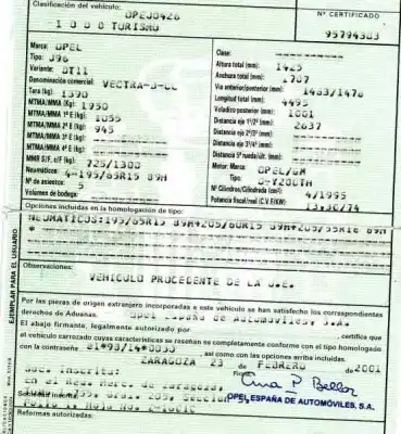 Veículo de Sucata opel vectra b berlina 2.0 dti do ano 2001 alimentado x 20 dth