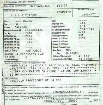 Veicolo di demolizione land rover freelander (ln) 2.0 td4 cat dell'anno 2006 alimentato 204d3