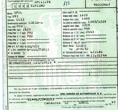 Veículo de Sucata opel corsa b (1993->) 1.7 d do ano 1997 alimentado d-x17d