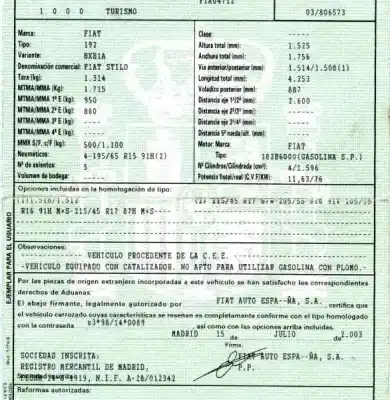 Scrapping Vehicle fiat stilo (192_) 1.6 16v (192_xb1a) of the year 2003 powered 182b6000