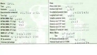 Veículo de Sucata opel vectra b berlina 1.6 16v do ano 2001 alimentado z16xe