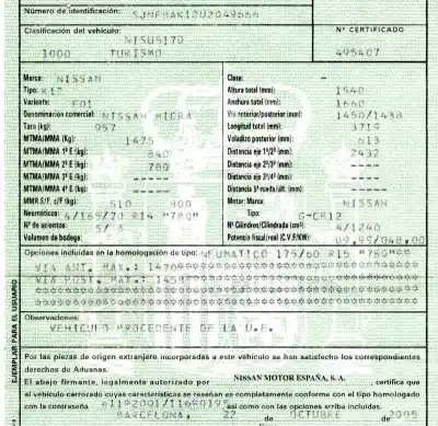 Sloopvoertuig nissan micra (k12e) 1.2 cat van het jaar 2005 aangedreven cr12