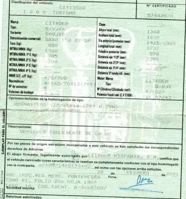 Veículo de Sucata citroen saxo 1.5 diesel do ano 2001 alimentado vjx