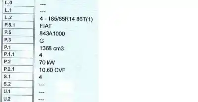Утилизация автомобиля lancia ypsilon (101) 1.4 16v oro (10.2006->) года 2006 питание 843a1000