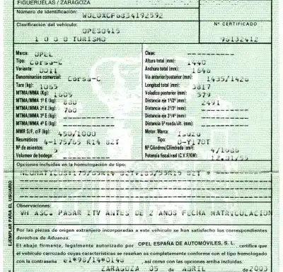 Утилизация автомобиля opel                                               corsa c (x01)                                                                                                                                                                                                                                              1.7 dti (f08 f68)                                                                                                                                                                                                                                          года 2003 питание y17dt