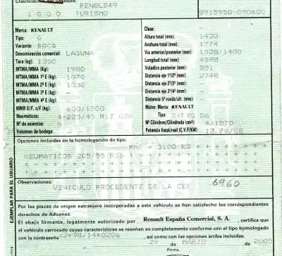 Утилизация автомобиля renault laguna ii (bg0) 1.9 dci diesel года 2005 питание d/f9q d6