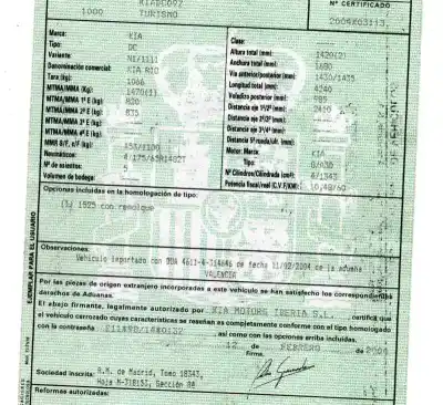 Veículo de Sucata kia rio 1.3 cat do ano 2004 alimentado a3d