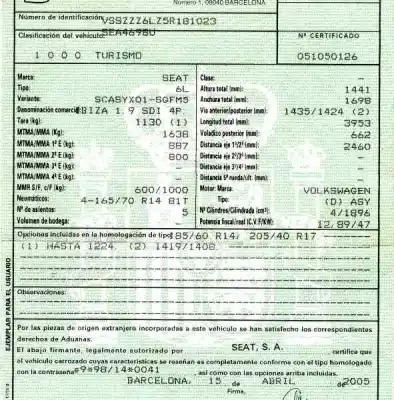 Утилизация автомобиля seat ibiza iii (6l1) 1.9 sdi года 2005 питание asy