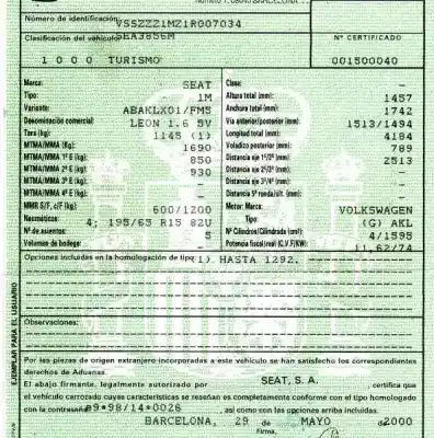 Утилизация автомобиля seat leon (1m1) 1.6 года 2000 питание akl