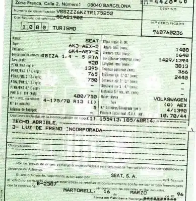 Veículo de Sucata seat ibiza (6k) 1.4 do ano 1996 alimentado aex