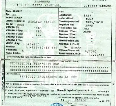 Утилизация автомобиля renault kangoo (f/kc0) 1.4 года 1998 питание g-e7j