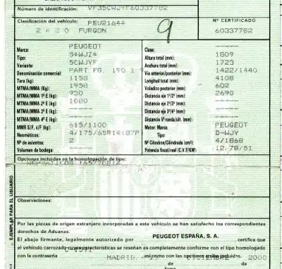 Sloopvoertuig peugeot partner (s1) 1.9 diesel van het jaar 2000 aangedreven wjy