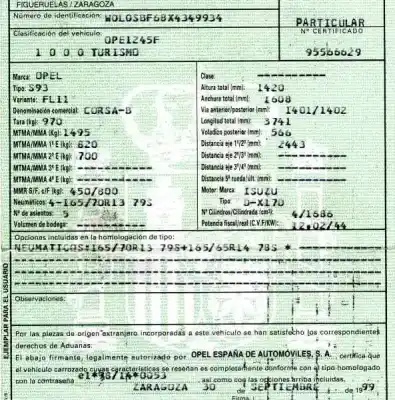 Veículo de Sucata opel corsa b (1993->) 1.7 d do ano 1999 alimentado d-x17d