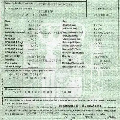 Veículo de Sucata citroen c5 berlina 2.0 hdi x do ano 2003 alimentado rhz