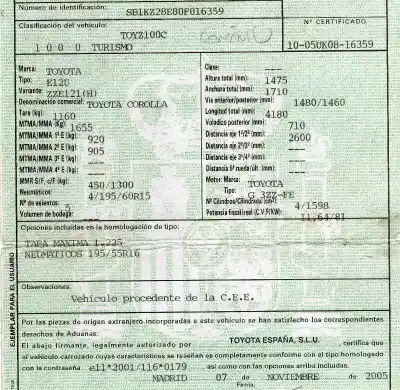 Scrapping Vehicle toyota corolla (e12) 1.6 16v of the year 2005 powered 3zzfe