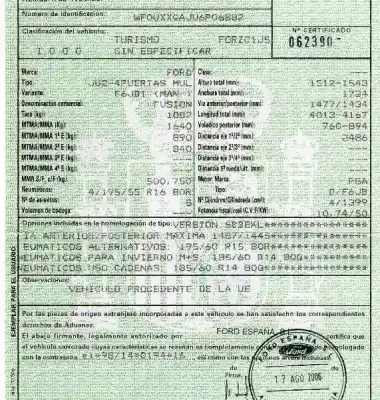 Scrapping Vehicle ford fusion (cbk) 1.4 tdci cat of the year 2006 powered f6jb