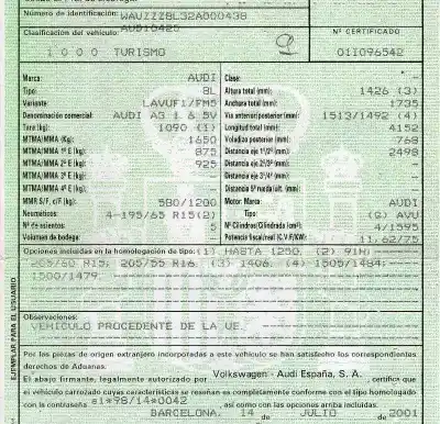 Утилизация автомобиля audi a3 (8l) 1.6 ambiente года 2001 питание avu