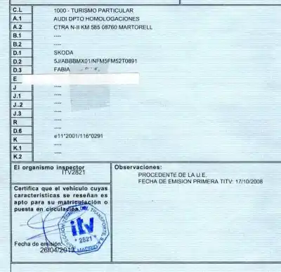 Утилизация автомобиля skoda fabia (5j2 ) 1.2 года 2008 питание bbm