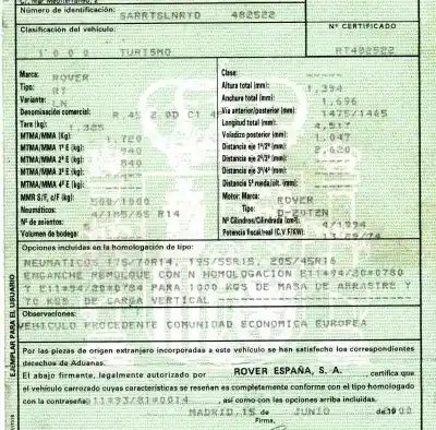 Vehicul casat mg serie 45 (rt) 2.0 idt cat al anului 2000 alimentat 20t2n