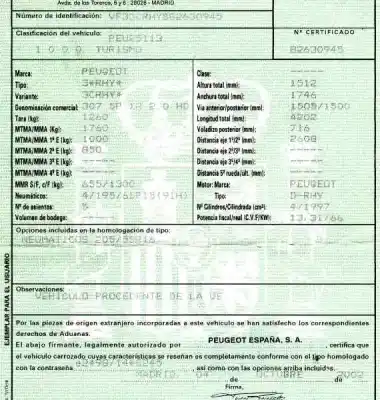 Veículo de Sucata peugeot 307 (s1) 2.0 hdi cat do ano 2002 alimentado rhy