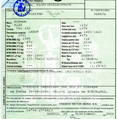 Здавання транспортного засобу daewoo lanos 1.5 cat року 2000 потужний a15sms-g