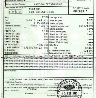 Veículo de Sucata ford fiesta iii (gfj) 1.3 cat do ano 1995 alimentado j6b