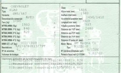Scrapping Vehicle chevrolet aveo 1.2 cat of the year 2012 powered 
