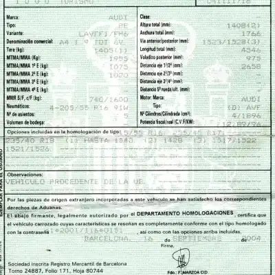 Veículo de Sucata audi a4 berlina (8e) 1.9 tdi (96kw) do ano 2004 alimentado avf