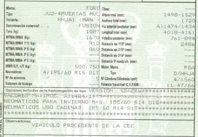 Здавання транспортного засобу ford fusion (cbk) ambiente року 2005 потужний hhja